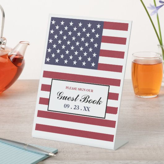 Signe De Table Mariage du drapeau américain (In SItu)