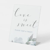 Signe De Table Mariage Dusty Blue Aquarelle L'amour est doux (Recto)