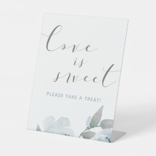 Signe De Table Mariage Dusty Blue Aquarelle L'amour est doux