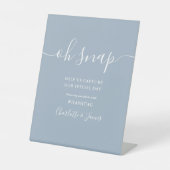Signe De Table Mariage Dusty Blue Signature Script Oh Snap (Recto)