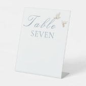 Signe De Table Mariage élégant blanc Doves Numéro de table (Recto)