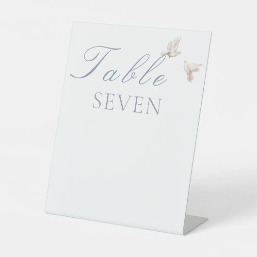 Signe De Table Mariage élégant blanc Doves Numéro de table (Recto)