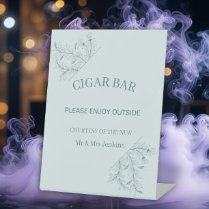 Signe De Table Mariage Élégant Floral "Bar à Cigares"