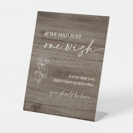 Signe De Table Mariage En Bois Souhaite Que Vous Étiez Ici Signal (Recto)