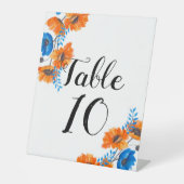 Signe De Table Mariage en marbre bleu et orange (Recto)