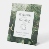 Signe De Table Mariage en pierre émeraude vert foncé (Recto)