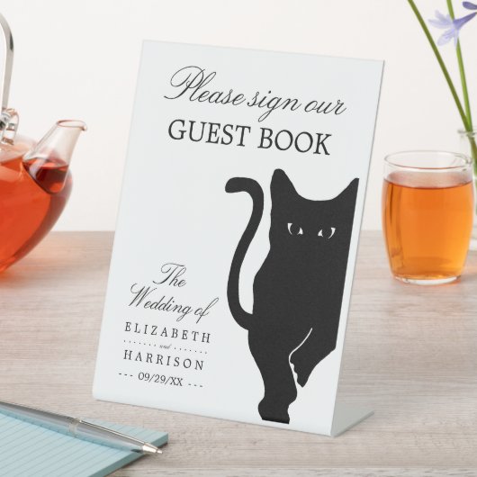 Signe De Table Mariage Fantaisiste Moderne Chat Noir (In SItu)