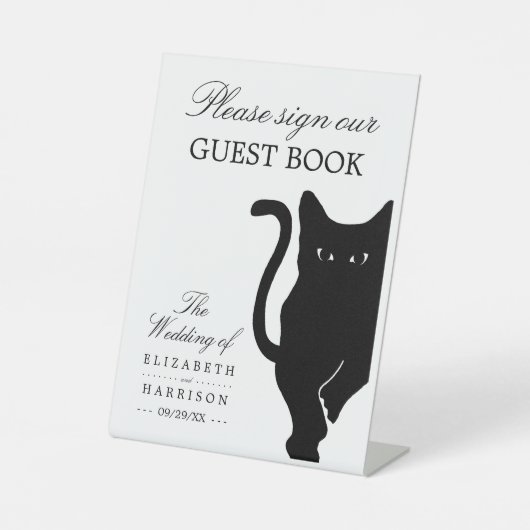 Signe De Table Mariage Fantaisiste Moderne Chat Noir (Recto)