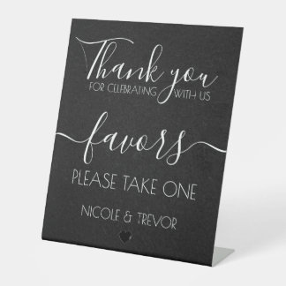 Signe De Table Mariage Faveurs de calligraphie sur texture noire