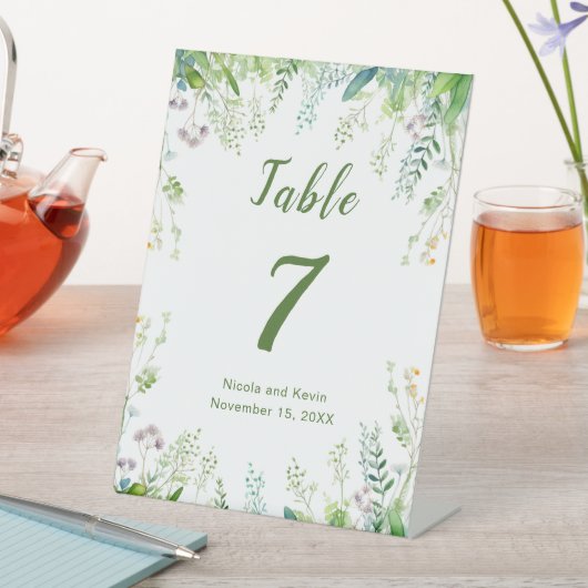 Signe De Table Mariage Feuille Eucalyptus Green Numéro de table (In SItu)