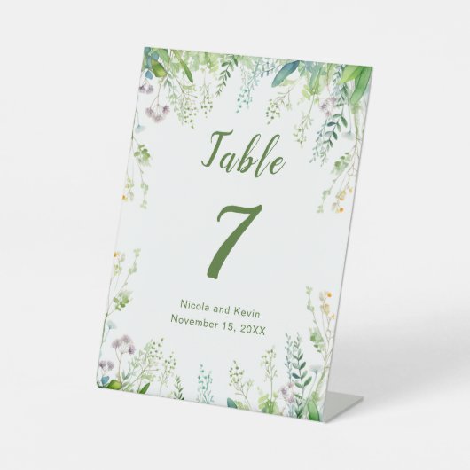 Signe De Table Mariage Feuille Eucalyptus Green Numéro de table (Recto)
