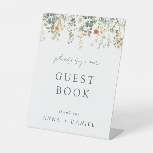 Signe De Table Mariage Fleur sauvage Aquarelle Livre d'invités (Recto)