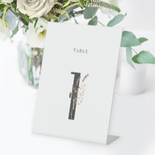 Signe De Table Mariage Fleur sauvage aquarelle Numéro de tableau