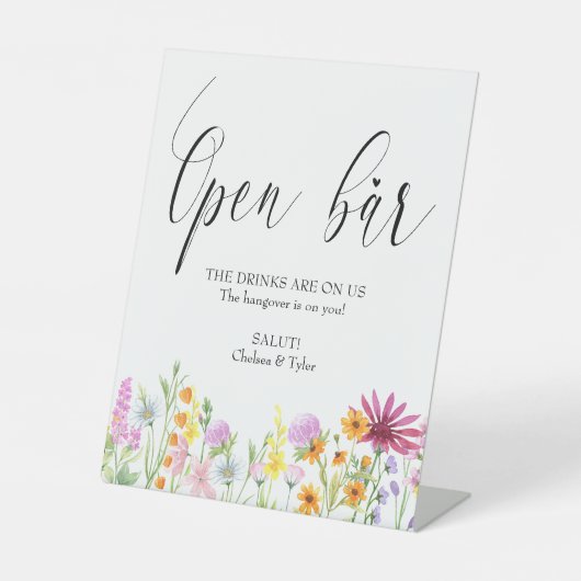 Signe De Table Mariage fleur sauvage Meadow Open Bar (Recto)