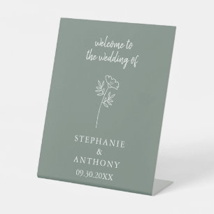 Signe De Table Mariage Fleur sauvage Sage Green