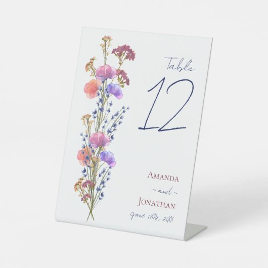 Signe De Table Mariage floral acrylique de saveur rustique Tablea (Recto)