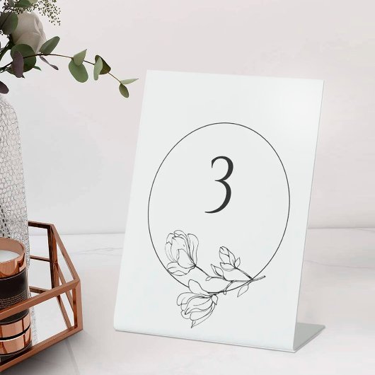 Signe De Table Mariage floral blanc noir modifiable Numéro de tab