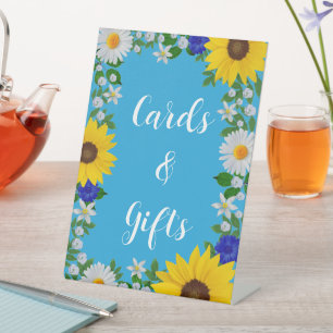 Signe De Table Mariage Floral bleu ciel d'été