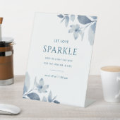 Signe De Table Mariage floral bleu foncé Sparkler Envoyer Désacti (In SItu)