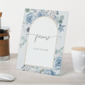 Signe De Table Mariage floral bleu poussiéreux Favoriser s'il vou (In SItu)