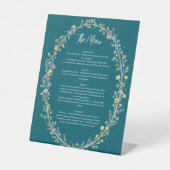 Signe De Table Mariage Floral Bleu Vert (Recto)