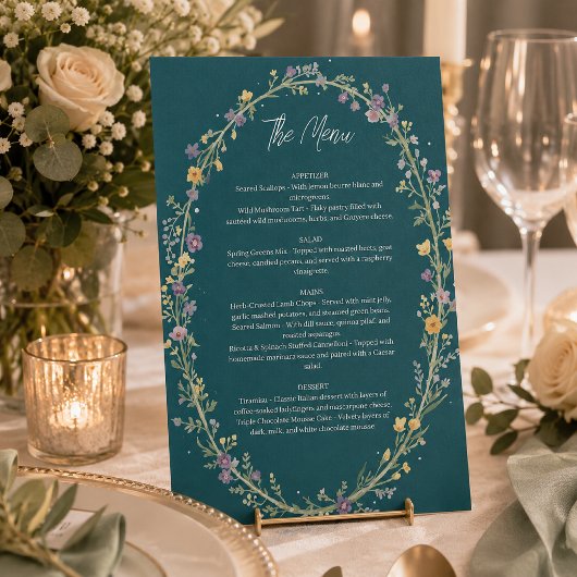 Signe De Table Mariage Floral Bleu Vert