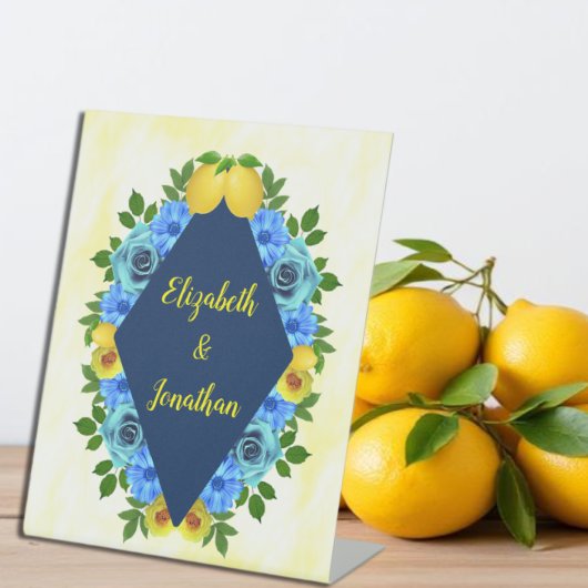 Signe De Table Mariage floral citron soleil