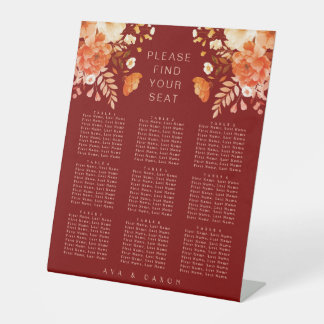 Signe De Table Mariage floral de Bourgogne profonde assise
