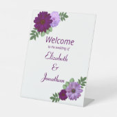 Signe De Table Mariage floral de pivoine violette (Recto)