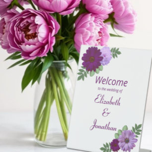 Signe De Table Mariage Floral de Pivoine Violette