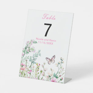 Signe De Table Mariage floral du papillon vert du printemps