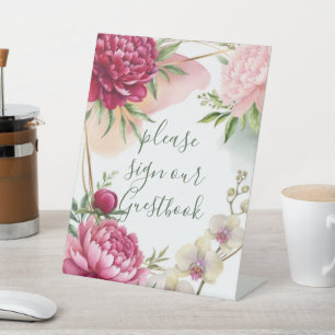 Signe De Table Mariage Floral Glam Jardin Pivoine & Orchidée