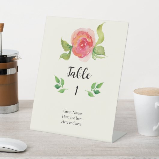 Signe De Table Mariage floral gracieux Numéro de table (In SItu)