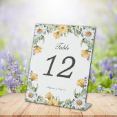 Signe De Table Mariage Floral jaune blanc Numéro de tableau