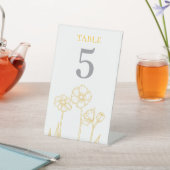 Signe De Table Mariage floral jaune et blanc Numéro de tableau (In SItu)