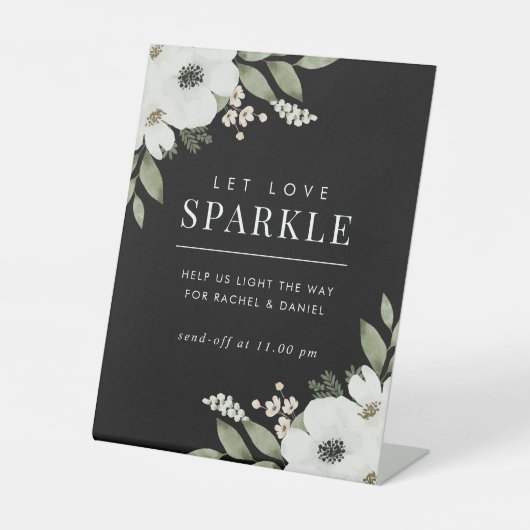 Signe De Table Mariage floral moderne Sparkler Envoyer (Recto)
