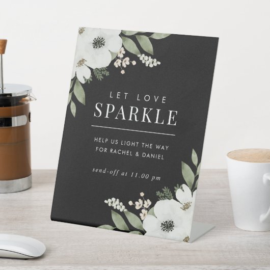 Signe De Table Mariage floral moderne Sparkler Envoyer (In SItu)