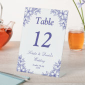 Signe De Table Mariage Floral Orné Bleu (In SItu)