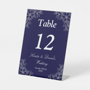 Signe De Table Mariage floral orné d'argent