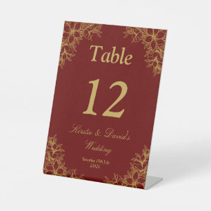 Signe De Table Mariage Floral Orné Or