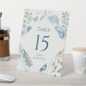 Signe De Table Mariage floral romantique bleu Dusty (In SItu)