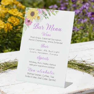Signe De Table Mariage Floral Tournesol Marguerite Bar Sauvage