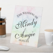 Signe De Table Mariage Gay Script Arc-en-Ciel en Marbre (In SItu)