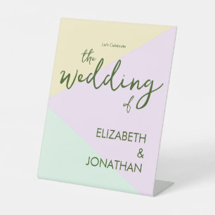 Signe De Table Mariage géométrique Pastel Muet