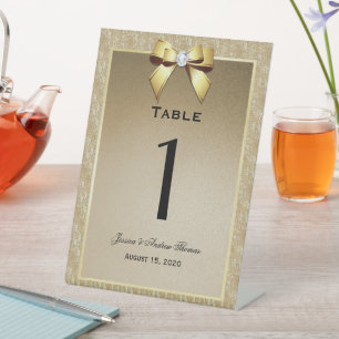 Signe De Table Mariage Gold & Stylish Gem Numéro de table