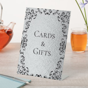 Signe De Table Mariage gothique argenté et noir