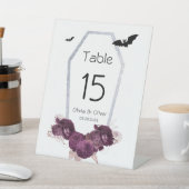 Signe De Table Mariage gothique de chauves-souris violet et argen (In SItu)