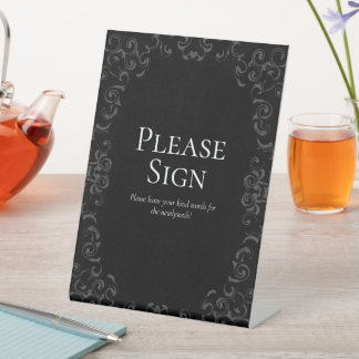 Signe De Table Mariage gothique gris et noir