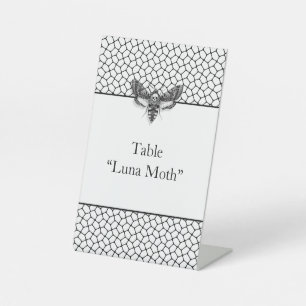 Signe De Table Mariage gothique Moth & Lace Noir & Blanc