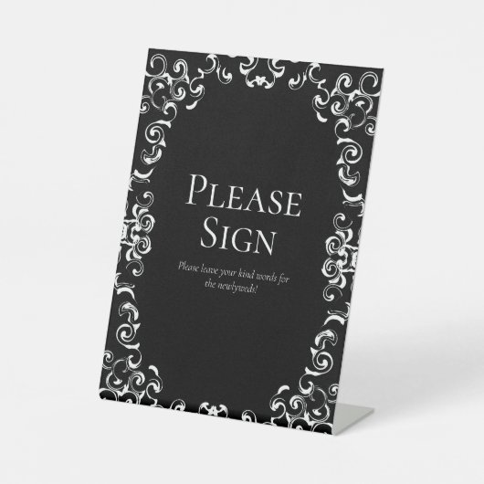 Signe De Table Mariage gothique noir et blanc (Recto)